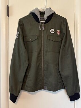 Harley-Davidson Women's Green Full-Zip Patches Hooded Bomber Casual Jacket XL